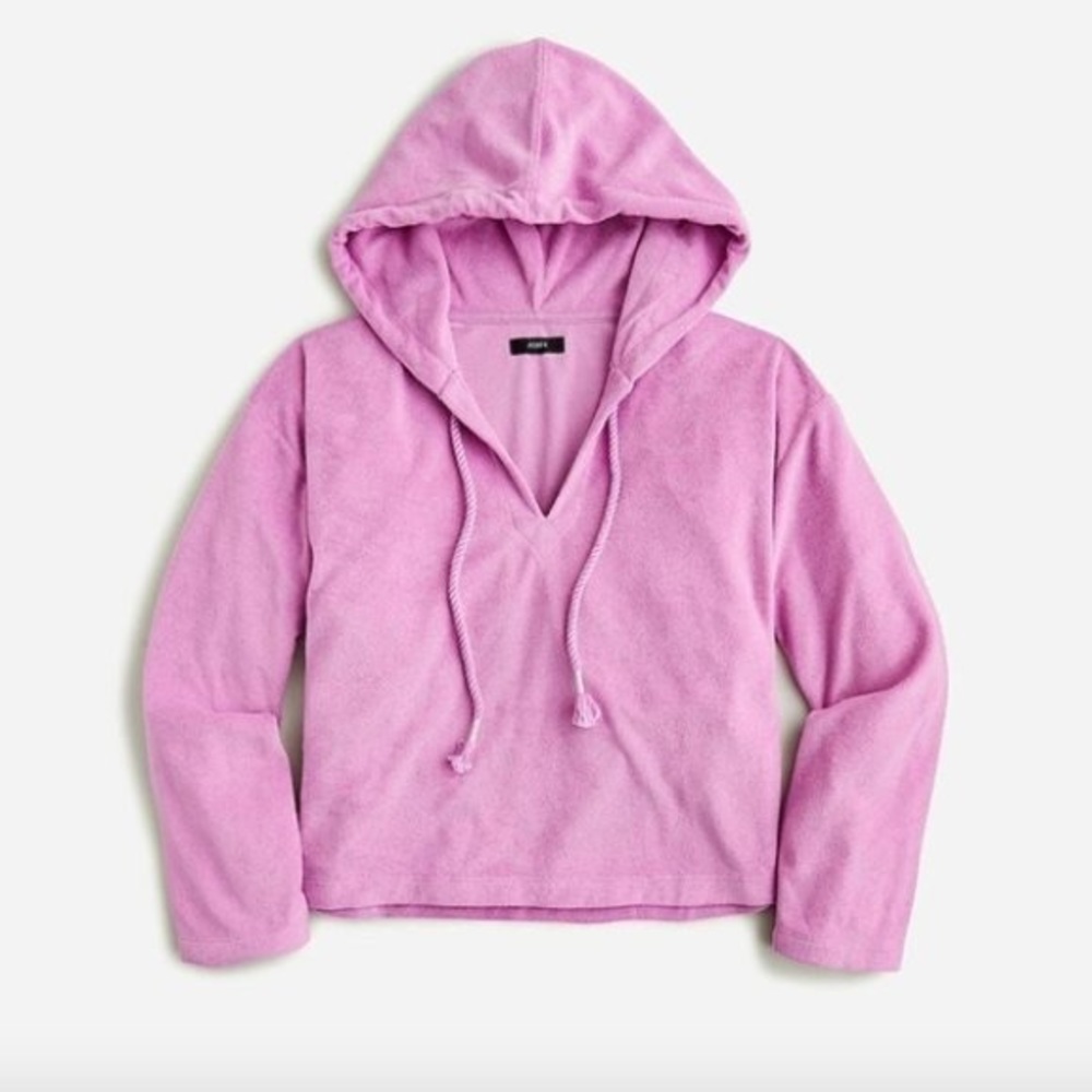 Pink Hoodies J Crew Velour Lined Hoodie NWT J Crew Heritage Fleece